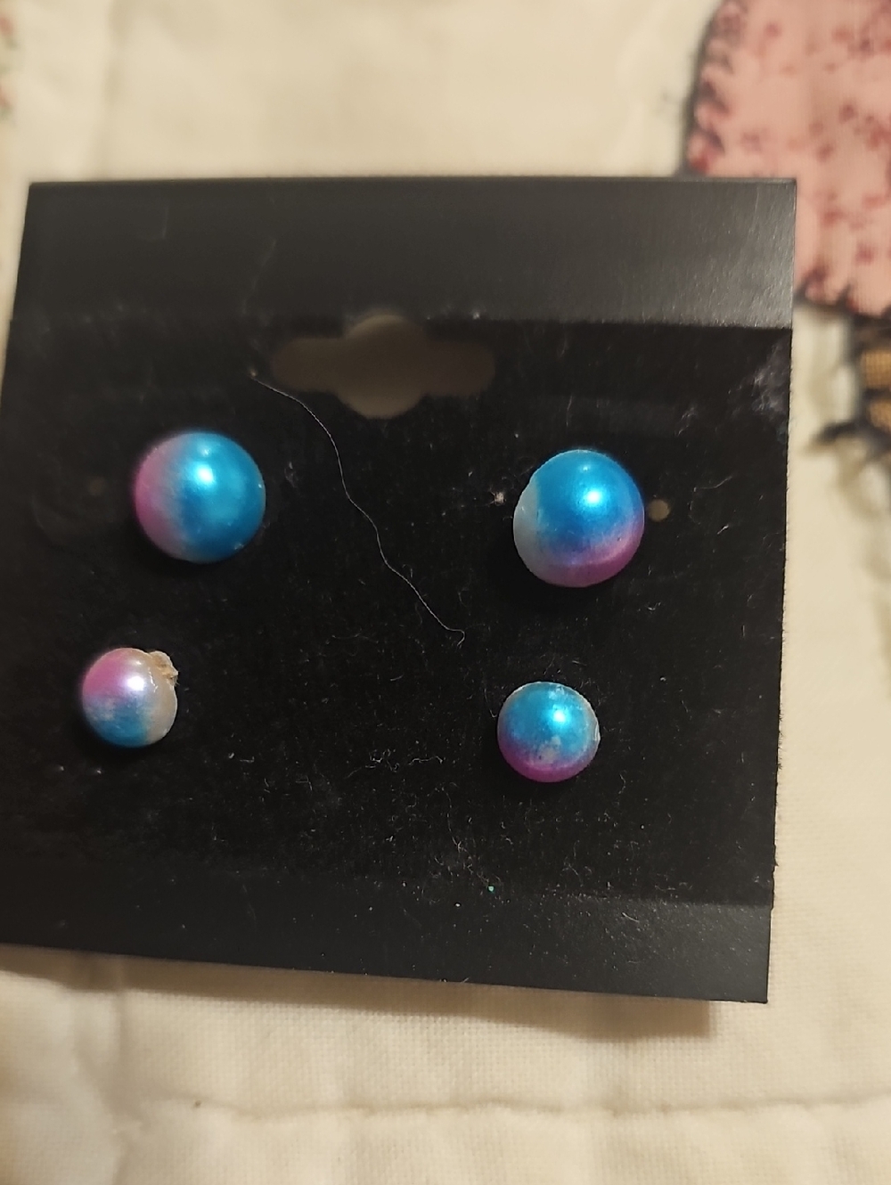 Iridescent Blue-Pink Gradient Ball Stud Earrings - Women